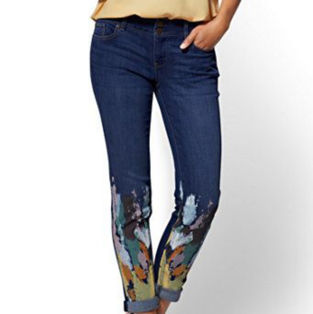 New York and Company Paint Splash Boyfriend Jeans